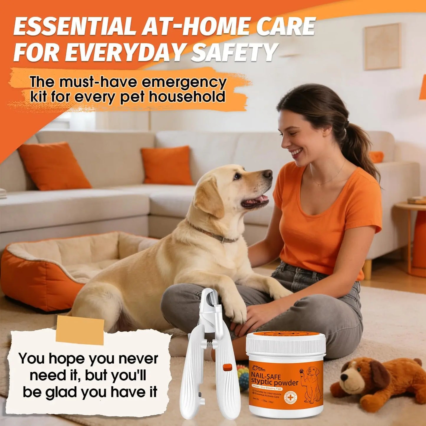 Fast Acting Styptic Powder & LED Nail Clippers Kit for Pets