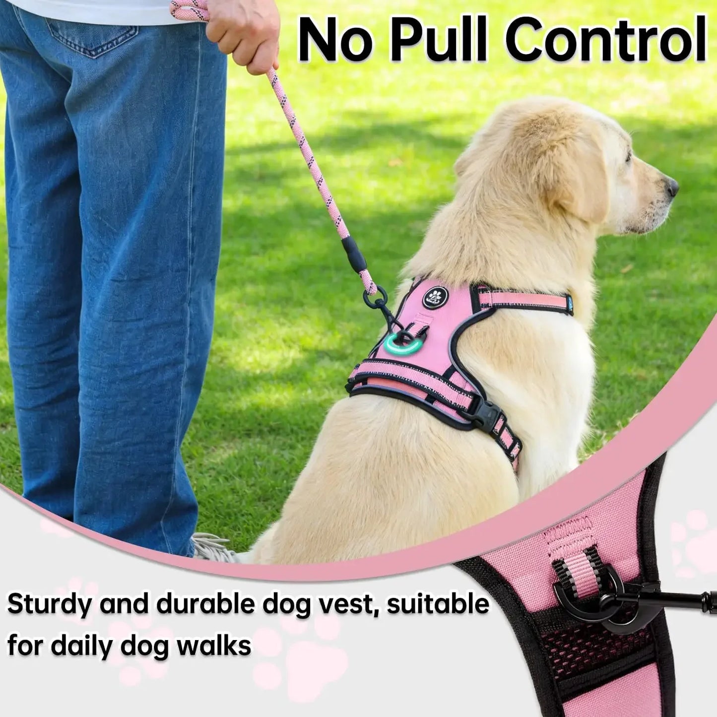 No Pull Dog Harness Adjustable Oxford Reflective No Choke Vest With Leash
