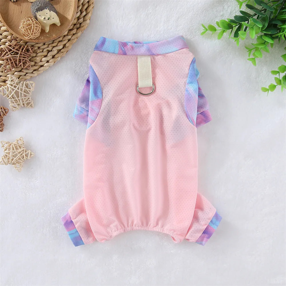 Summer Pet Cooling Dog Jumpsuit Ice Silk Breathable Quick Drying Clothes