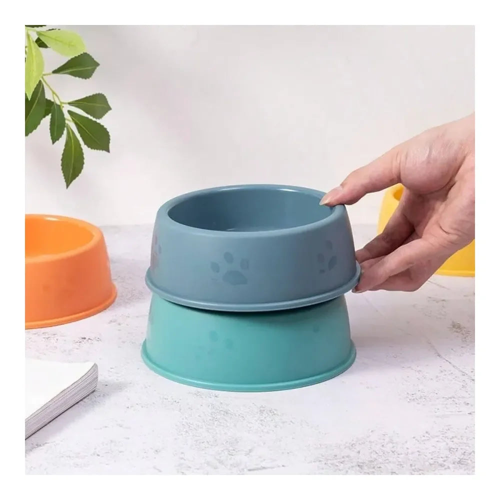Plastic Dog Bowl Stackable For Puppies With Cute Print