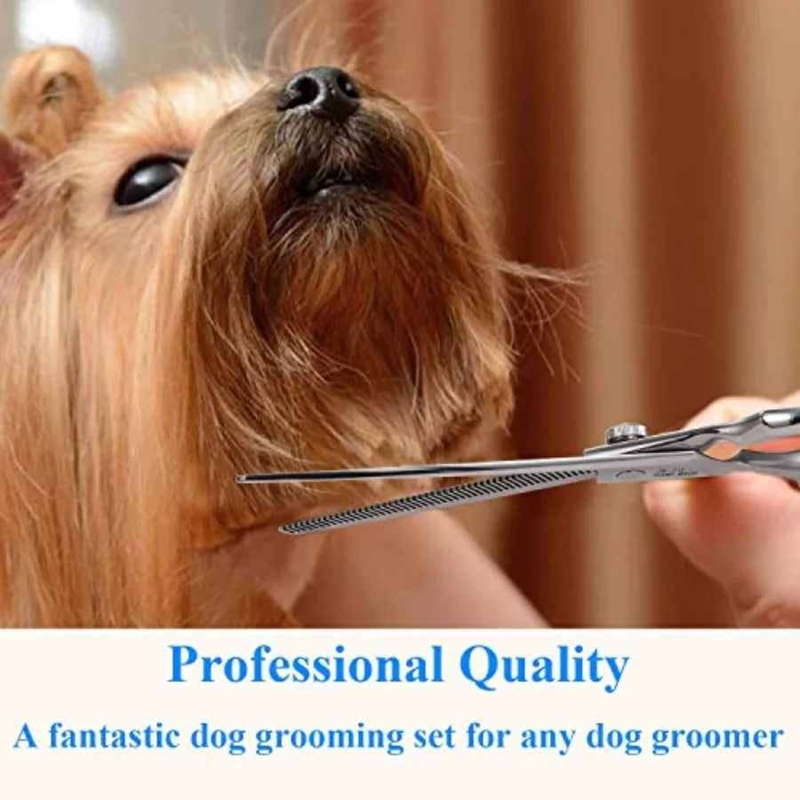 Left Handed 7 Dog Grooming Scissors Set 3 in 1 Ergonomic