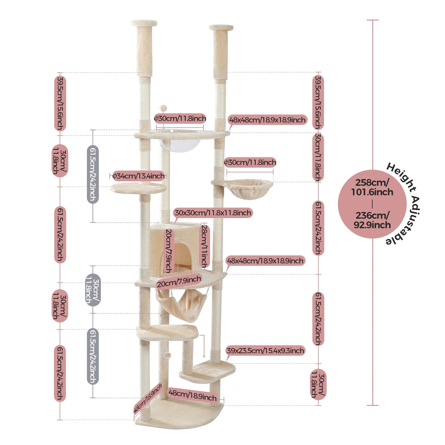 Multi-Level Tall Cat Tree for Indoor Cats