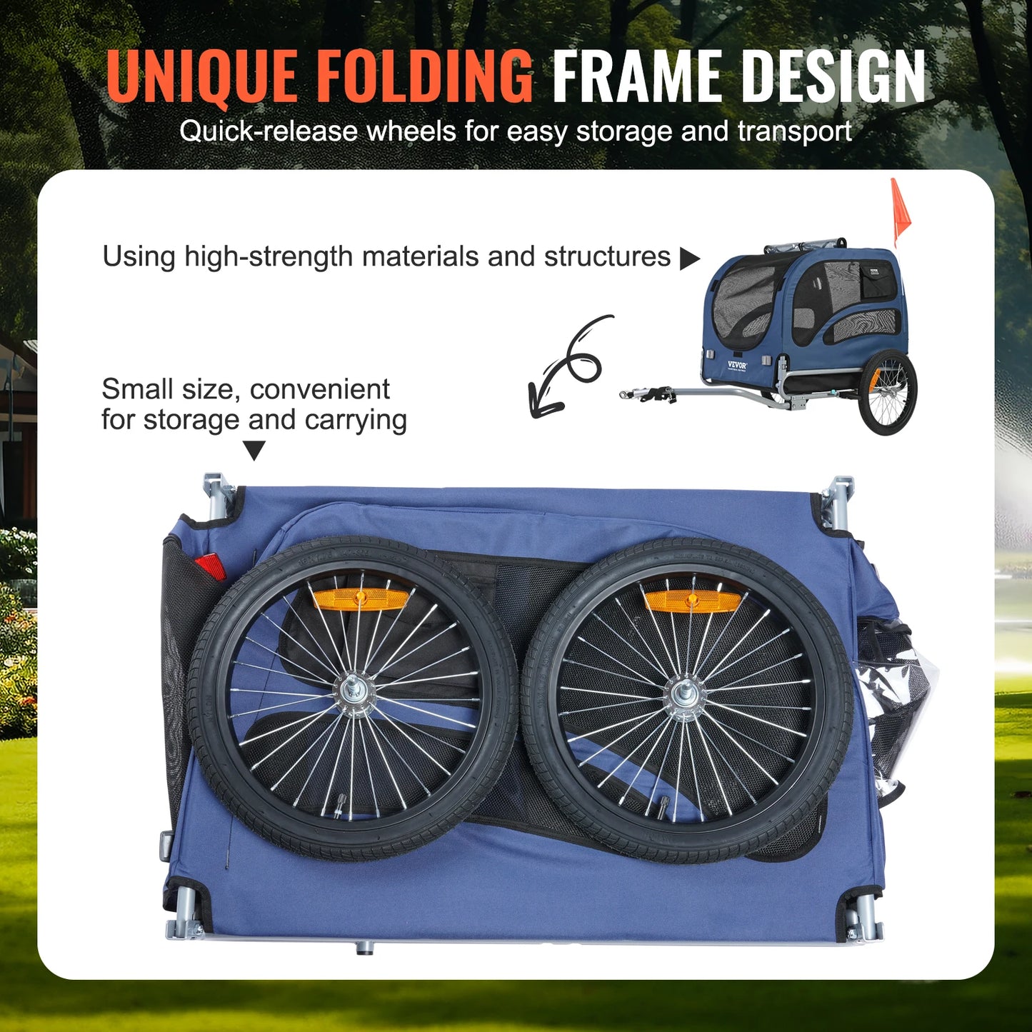 Pet Bicycle Trailer For Dogs 100 Lb Capacity Reflectors