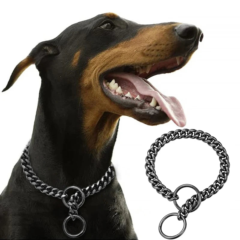 Premium Stainless Steel Dog Chain Collar & Leash Set