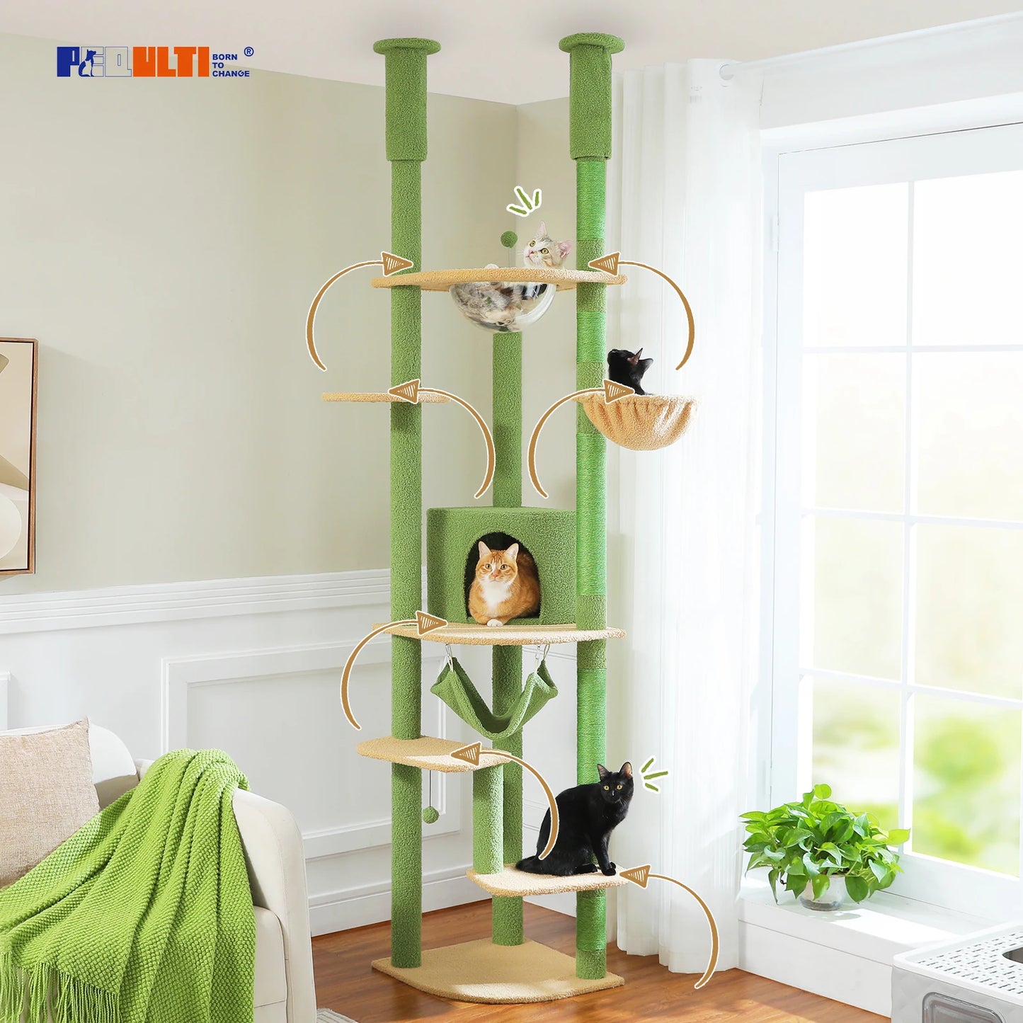 Multi-Level Tall Cat Tree for Indoor Cats