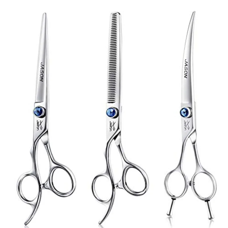 Left Handed 7 Dog Grooming Scissors Set 3 in 1 Ergonomic