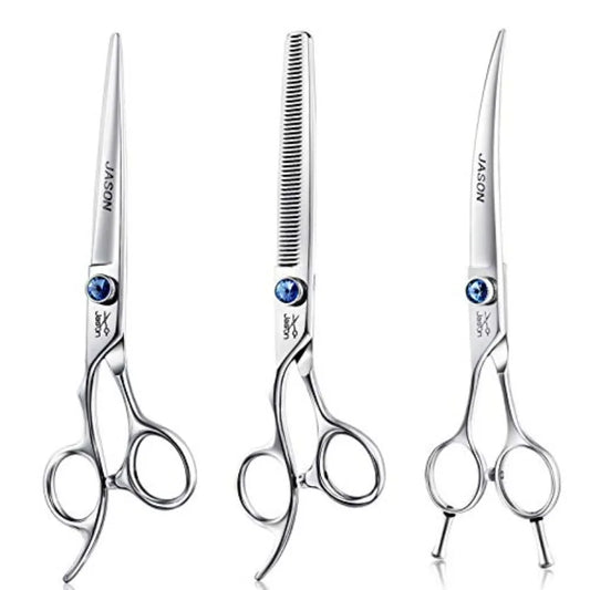 Left Handed 7 Dog Grooming Scissors Set 3 in 1 Ergonomic