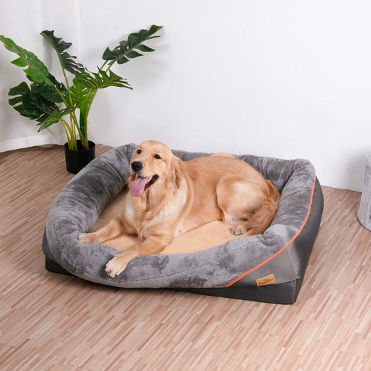 BINGOPAWCN Orthopedic Memory Foam Bolstered Waterproof Dog Bed