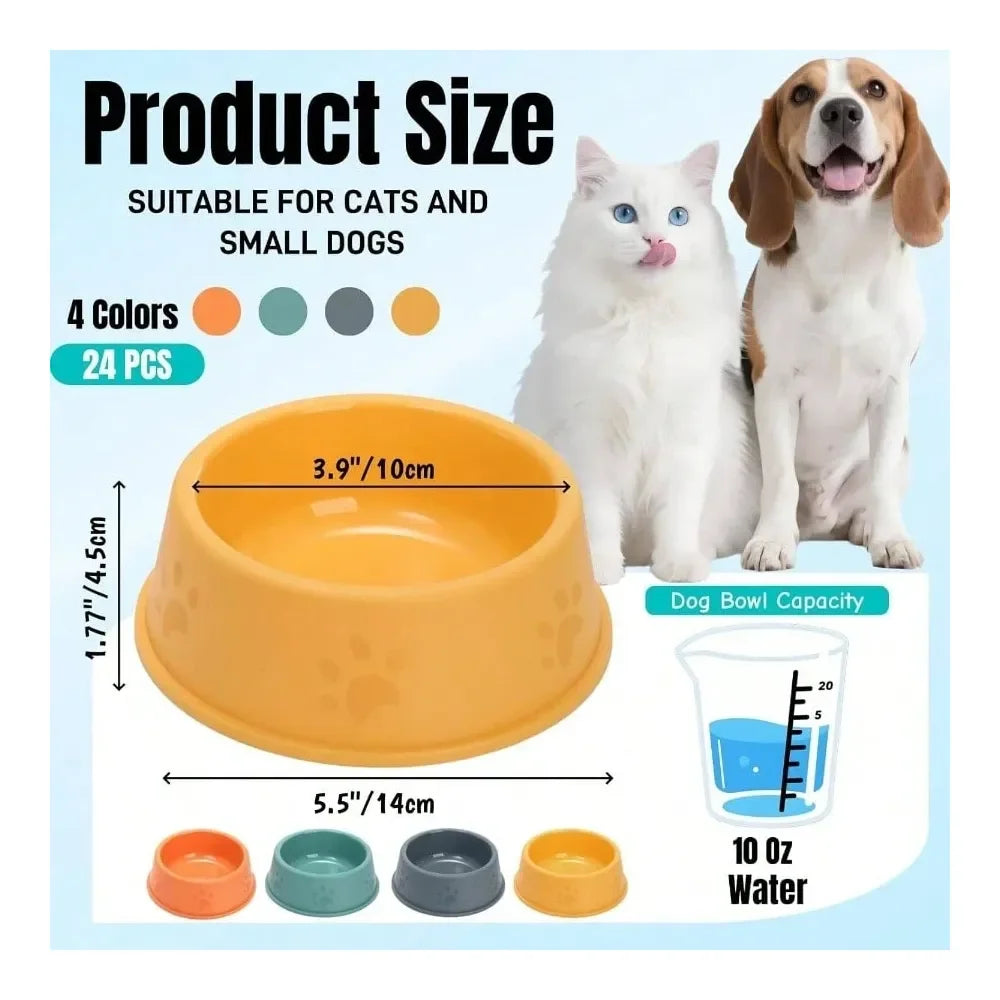 Plastic Dog Bowl Stackable For Puppies With Cute Print