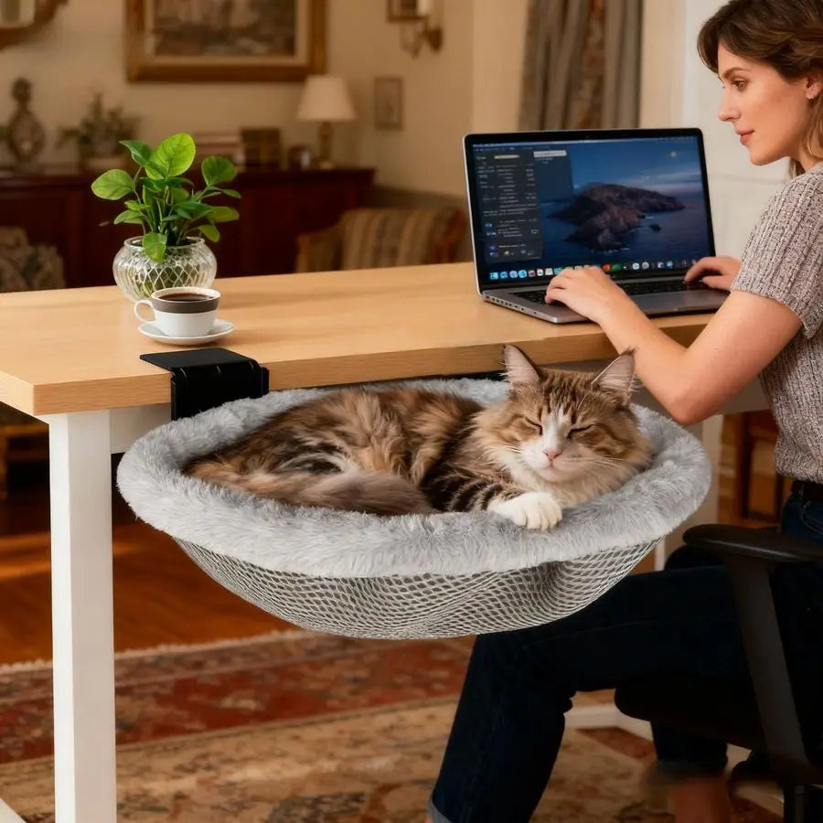 Desk Mounted Cat Bed Supports 50 Lbs For Indoor Use