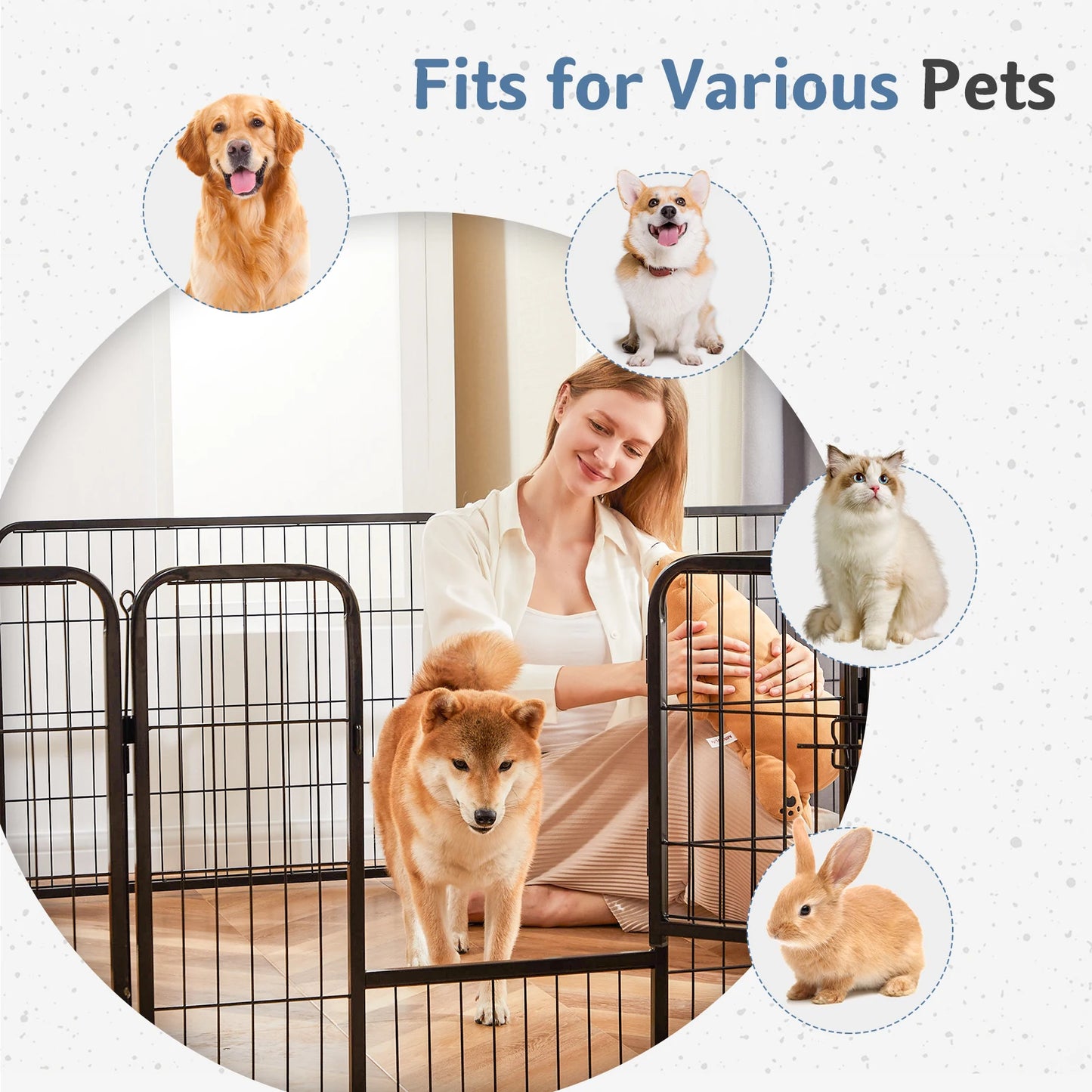 JHK Metal Dog Playpen Foldable Outdoor Exercise Fence