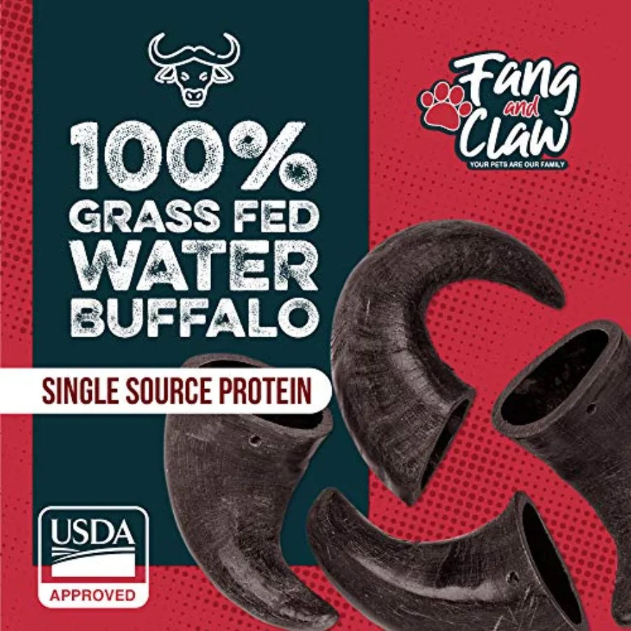 Water Buffalo Horn Dog Chew 4 Pack - Large 8"