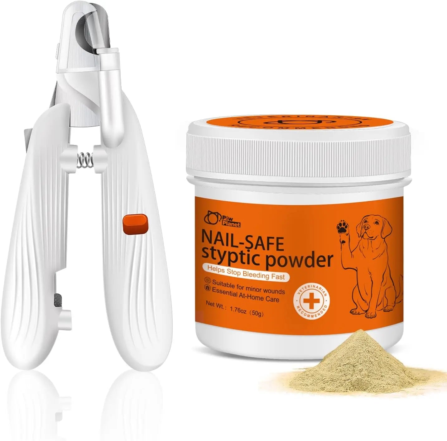Fast Acting Styptic Powder & LED Nail Clippers Kit for Pets