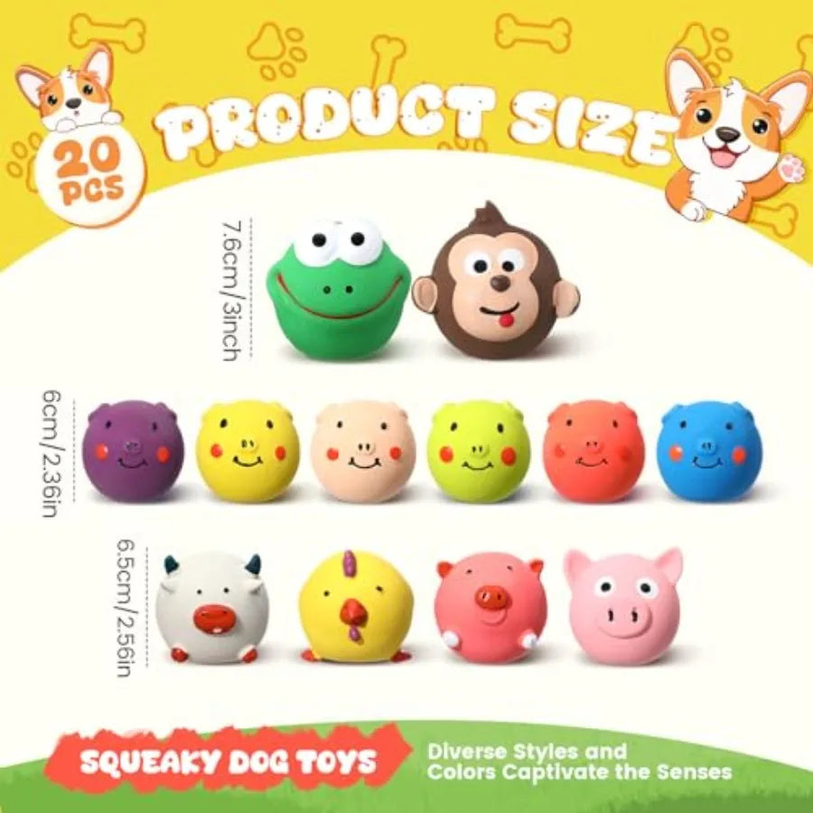 20-Pack Latex Squeaky Dog Toys – Interactive Fetch & Chew Toy Set