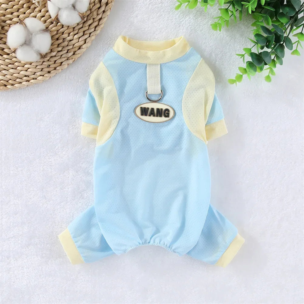 Summer Pet Cooling Dog Jumpsuit Ice Silk Breathable Quick Drying Clothes