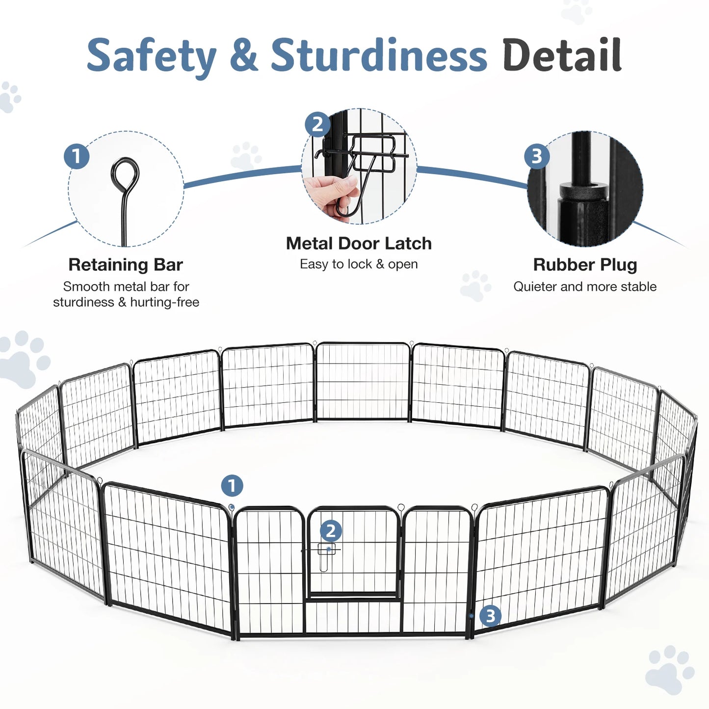 JHK Metal Dog Playpen Foldable Outdoor Exercise Fence