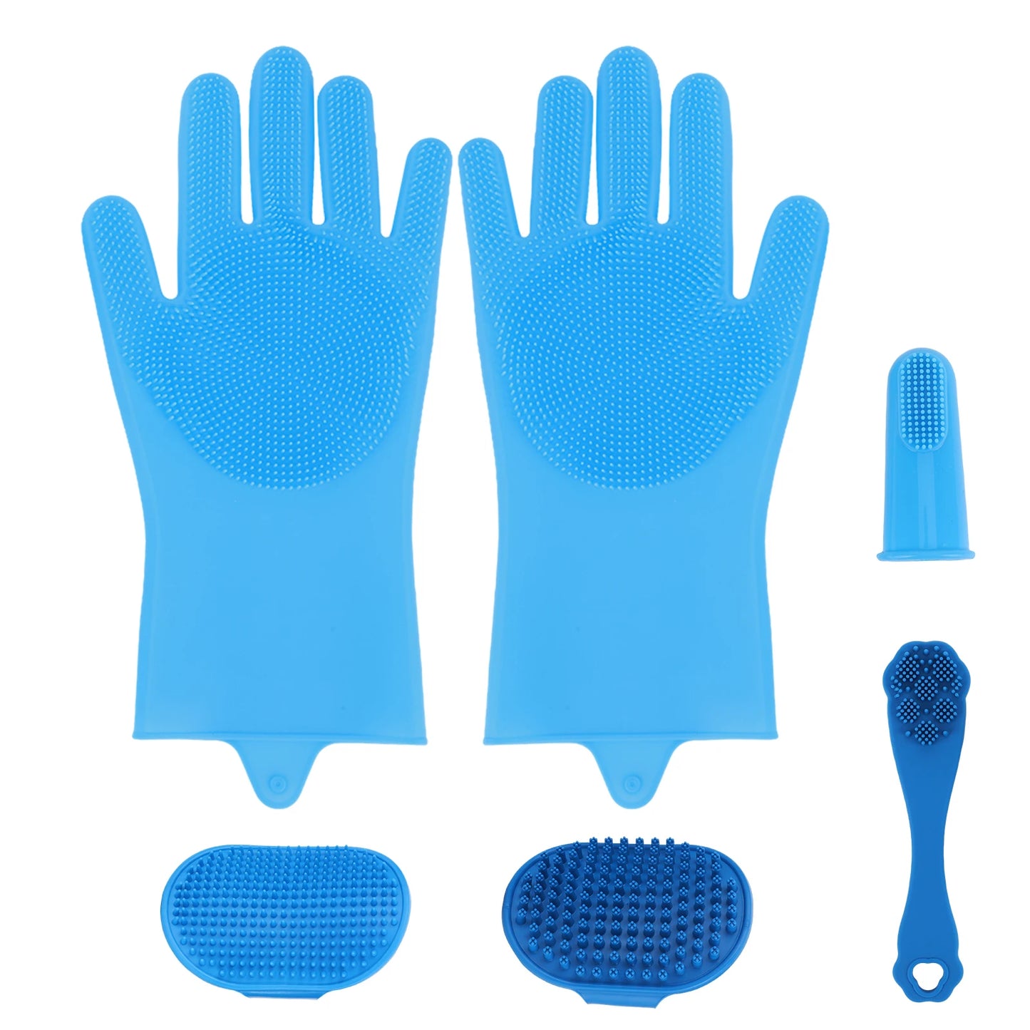 6PCS Pet Grooming Kit Silicone Dog Washing Gloves