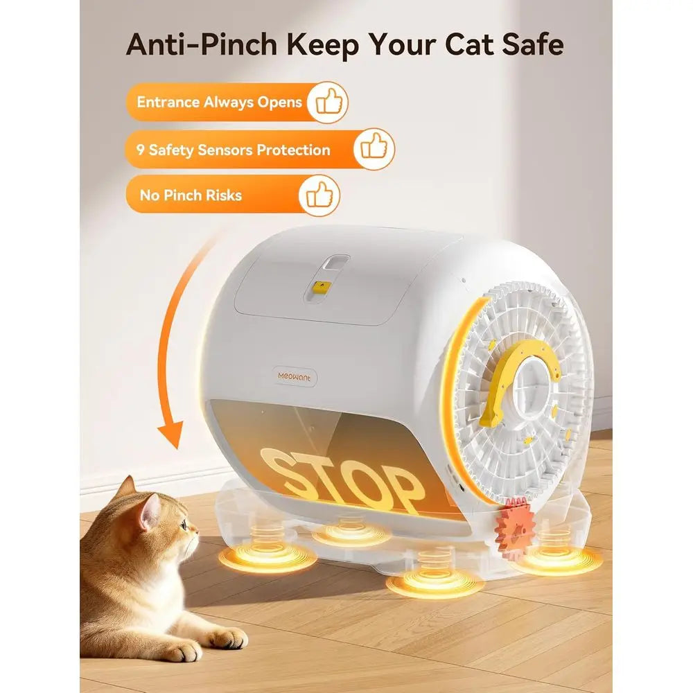 Self Cleaning Cat Litter Box Automatic Low Entrance Safety Sensor