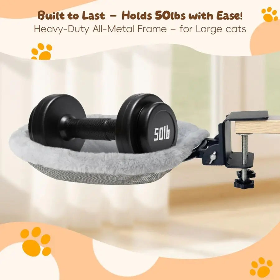 Desk Mounted Cat Bed Supports 50 Lbs For Indoor Use
