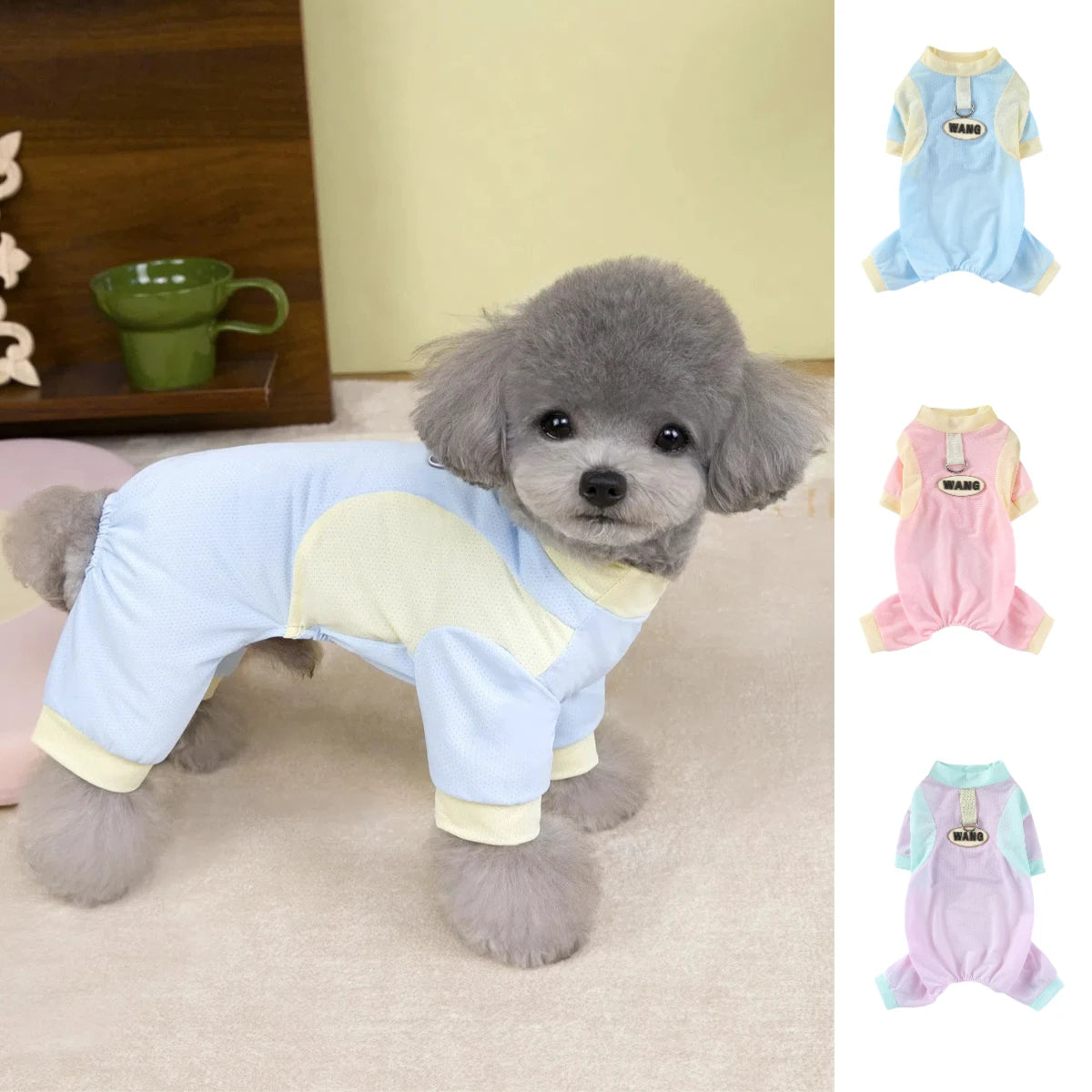 Summer Pet Cooling Dog Jumpsuit Ice Silk Breathable Quick Drying Clothes