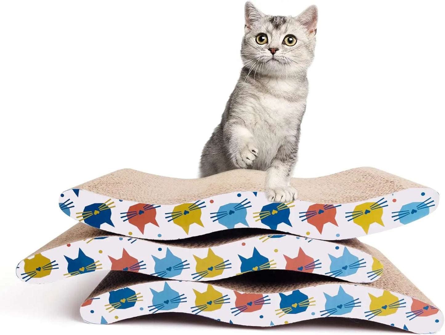 Cat Scratcher Cardboard 3 Pack Corrugated Scratching Pad Wave Shape