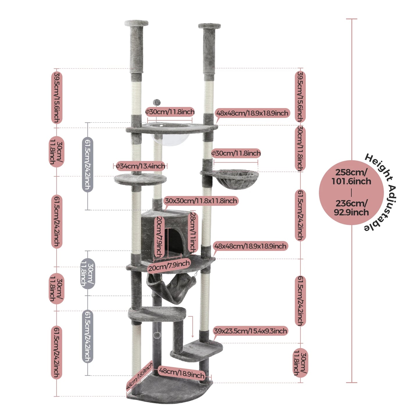 Multi-Level Tall Cat Tree for Indoor Cats