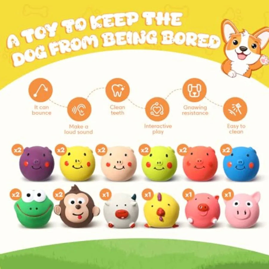 20-Pack Latex Squeaky Dog Toys – Interactive Fetch & Chew Toy Set