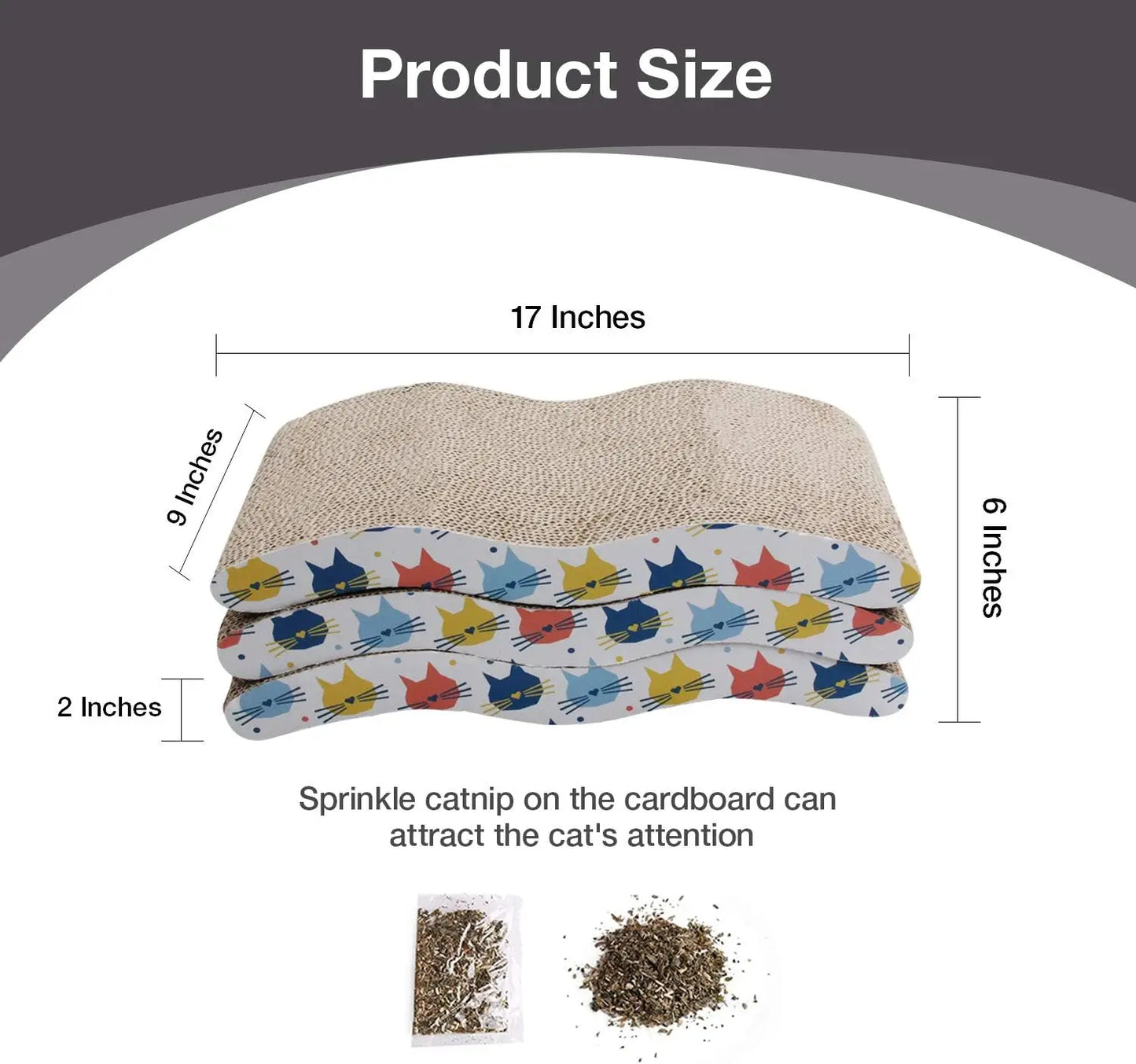 Cat Scratcher Cardboard 3 Pack Corrugated Scratching Pad Wave Shape