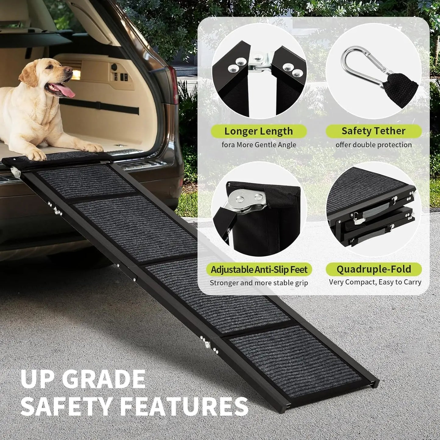 HiMISSDog Upgraded Car Dog Ramp Folding Pet Ramp With Non Slip Surface