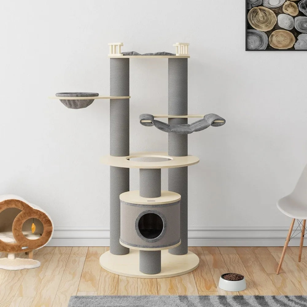 RBXC Tall Cat Tree With 5 Levels Tower Condo Hammocks