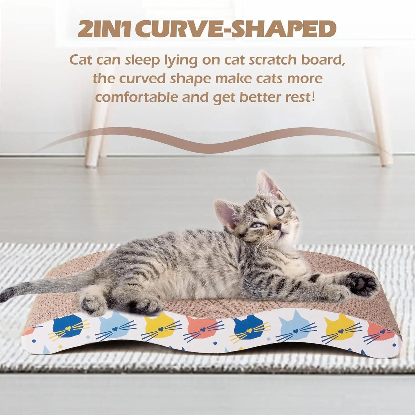 Cat Scratcher Cardboard 3 Pack Corrugated Scratching Pad Wave Shape