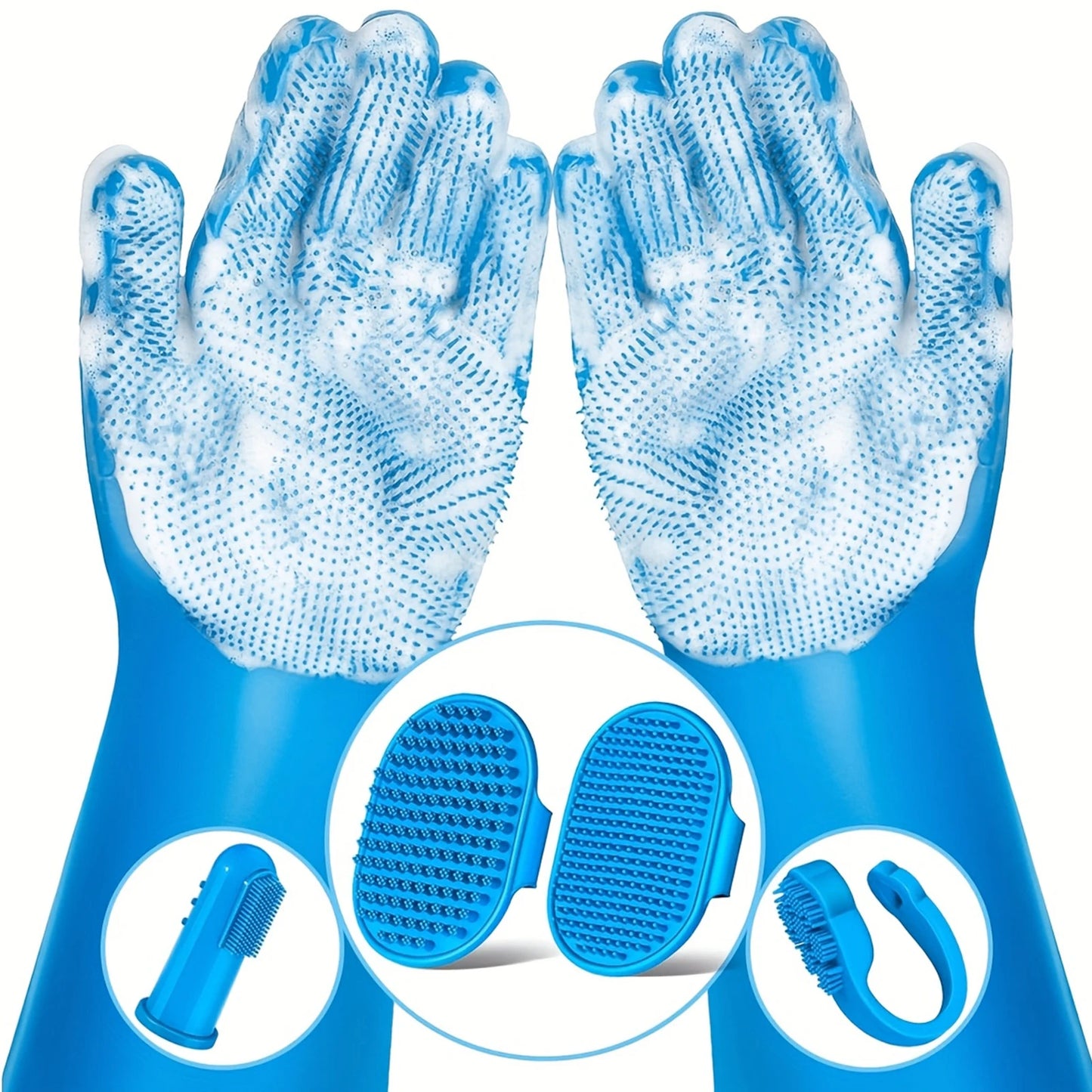 6PCS Pet Grooming Kit Silicone Dog Washing Gloves