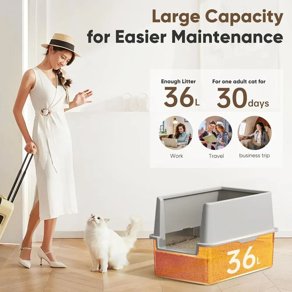 Stainless Steel Litter Box With Lid Enclosed For Cats