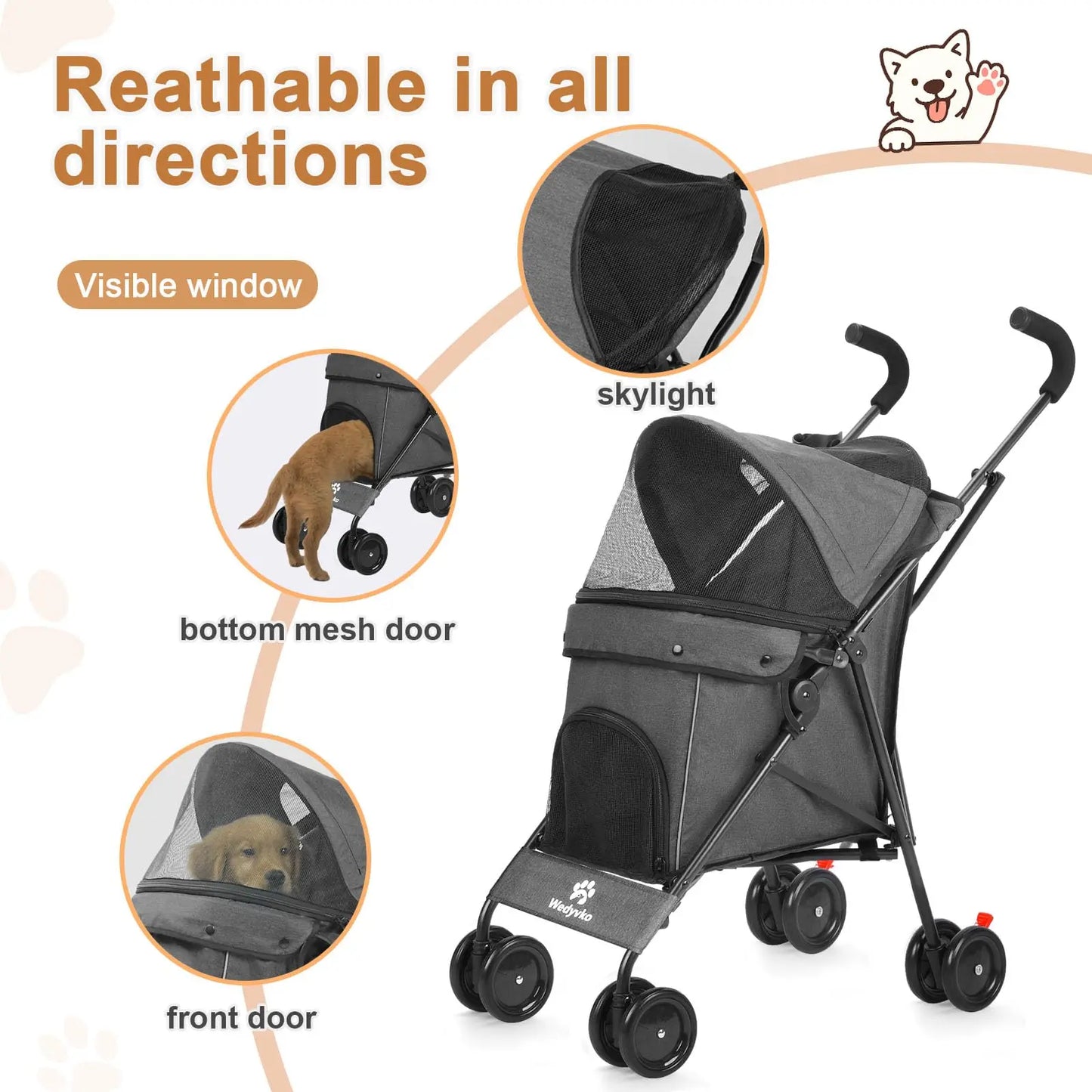 Travel Portable Dog Stroller For Small Pets And Cats