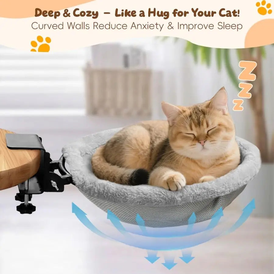 Desk Mounted Cat Bed Supports 50 Lbs For Indoor Use