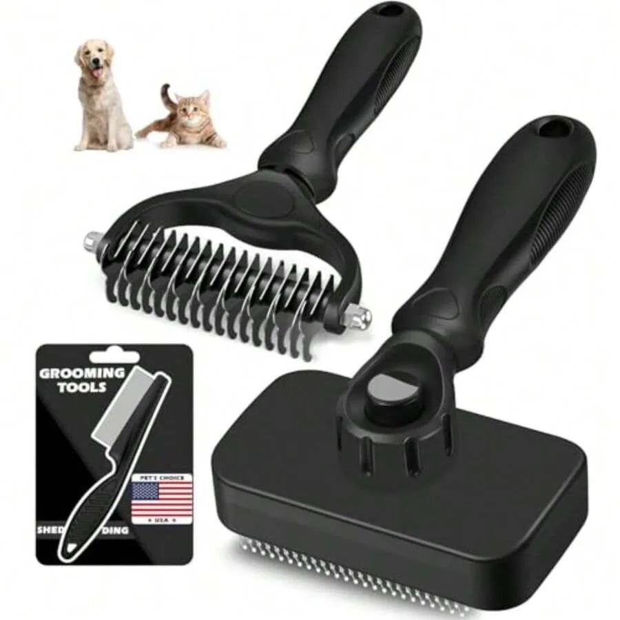 3PCS Self Cleaning Slicker Brush And Pet Grooming Rake