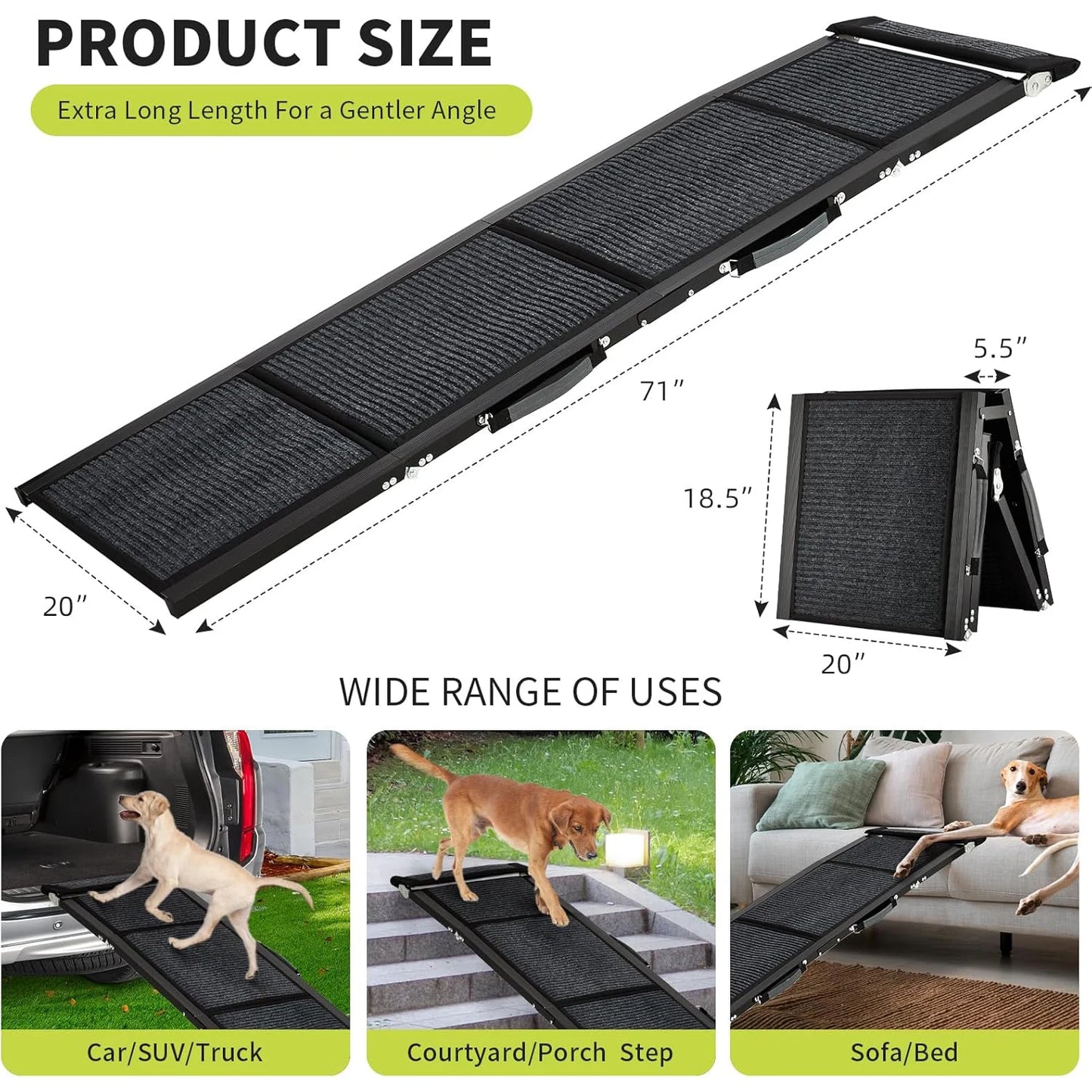 HiMISSDog Upgraded Car Dog Ramp Folding Pet Ramp With Non Slip Surface