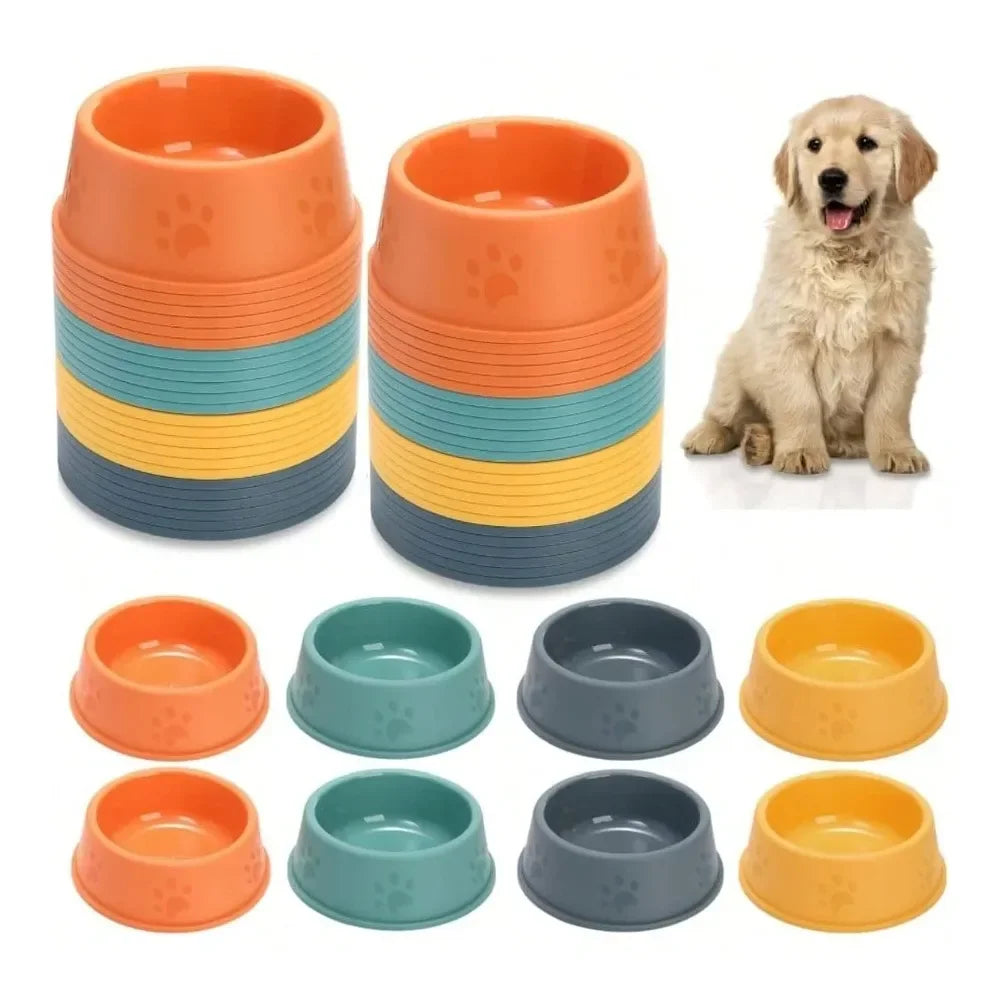 Plastic Dog Bowl Stackable For Puppies With Cute Print