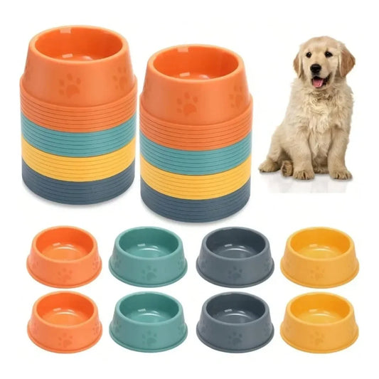 Plastic Dog Bowl Stackable For Puppies With Cute Print
