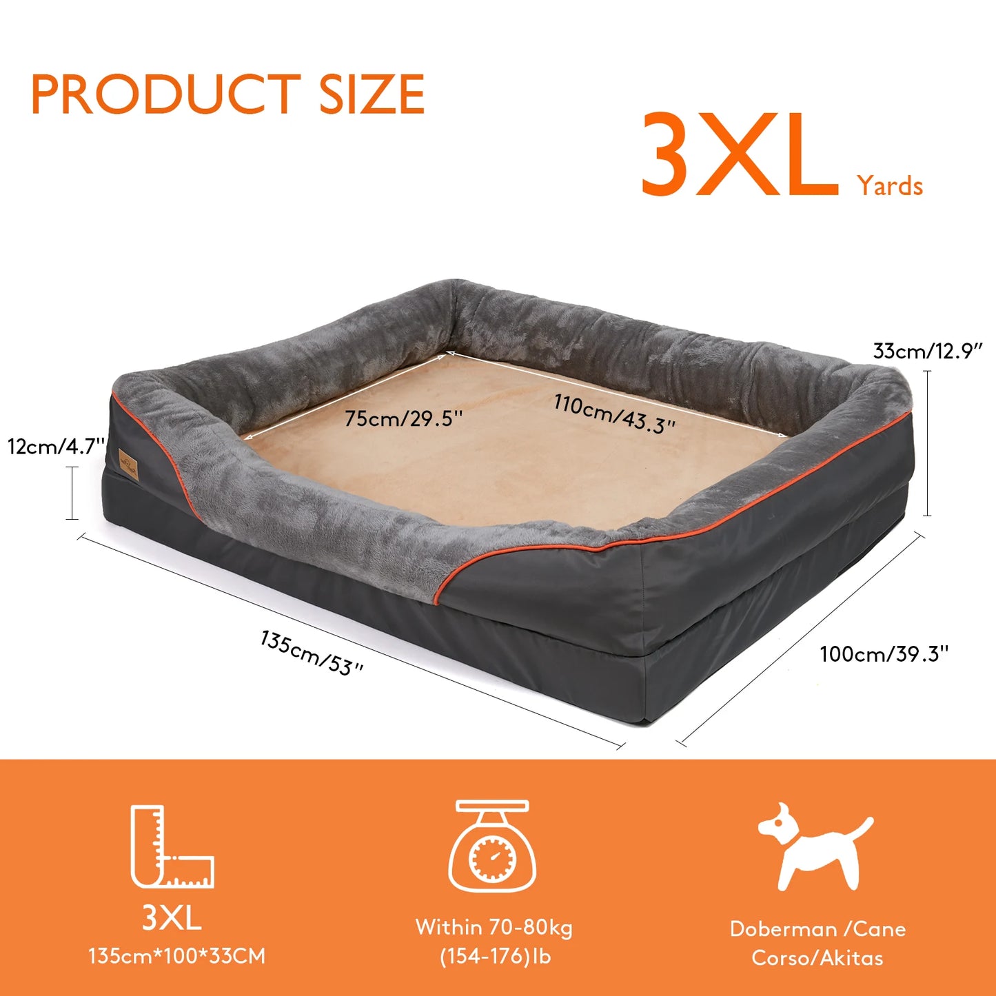 BINGOPAWCN Orthopedic Memory Foam Bolstered Waterproof Dog Bed