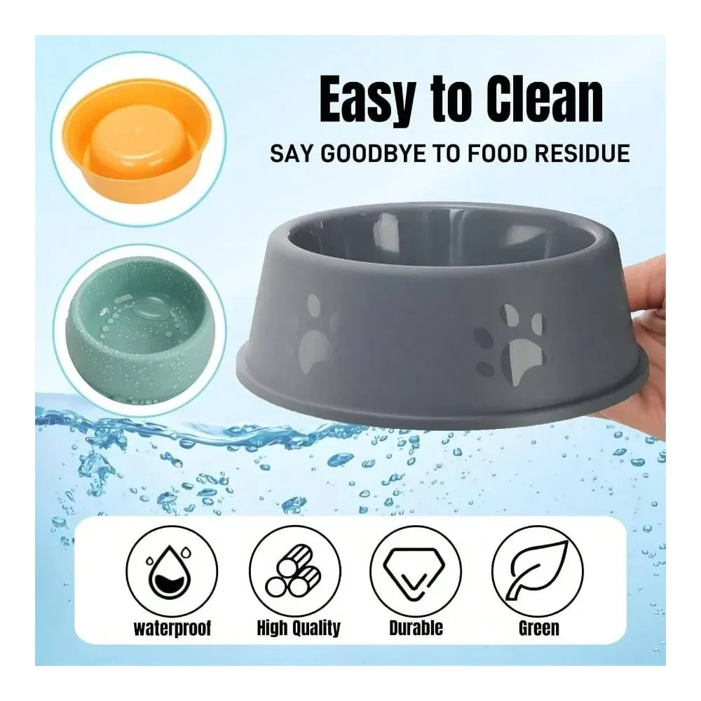 Plastic Dog Bowl Stackable For Puppies With Cute Print