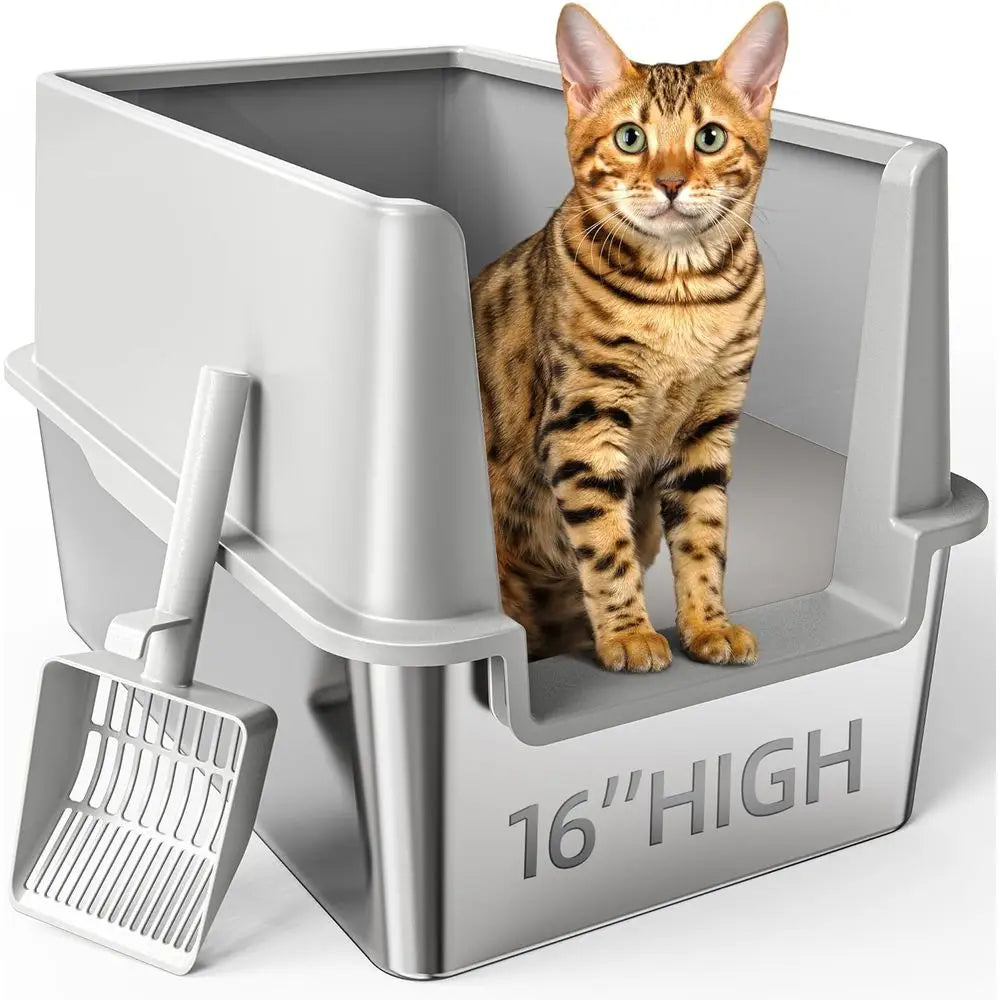 Stainless Steel Litter Box With Lid Enclosed For Cats