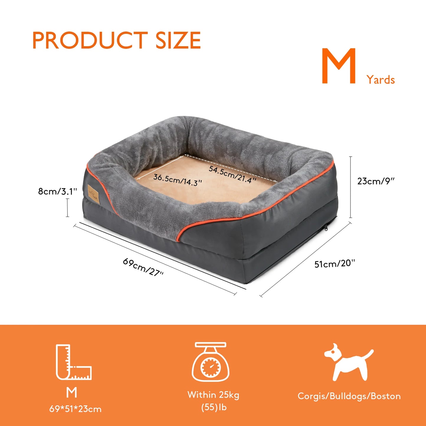 BINGOPAWCN Orthopedic Memory Foam Bolstered Waterproof Dog Bed