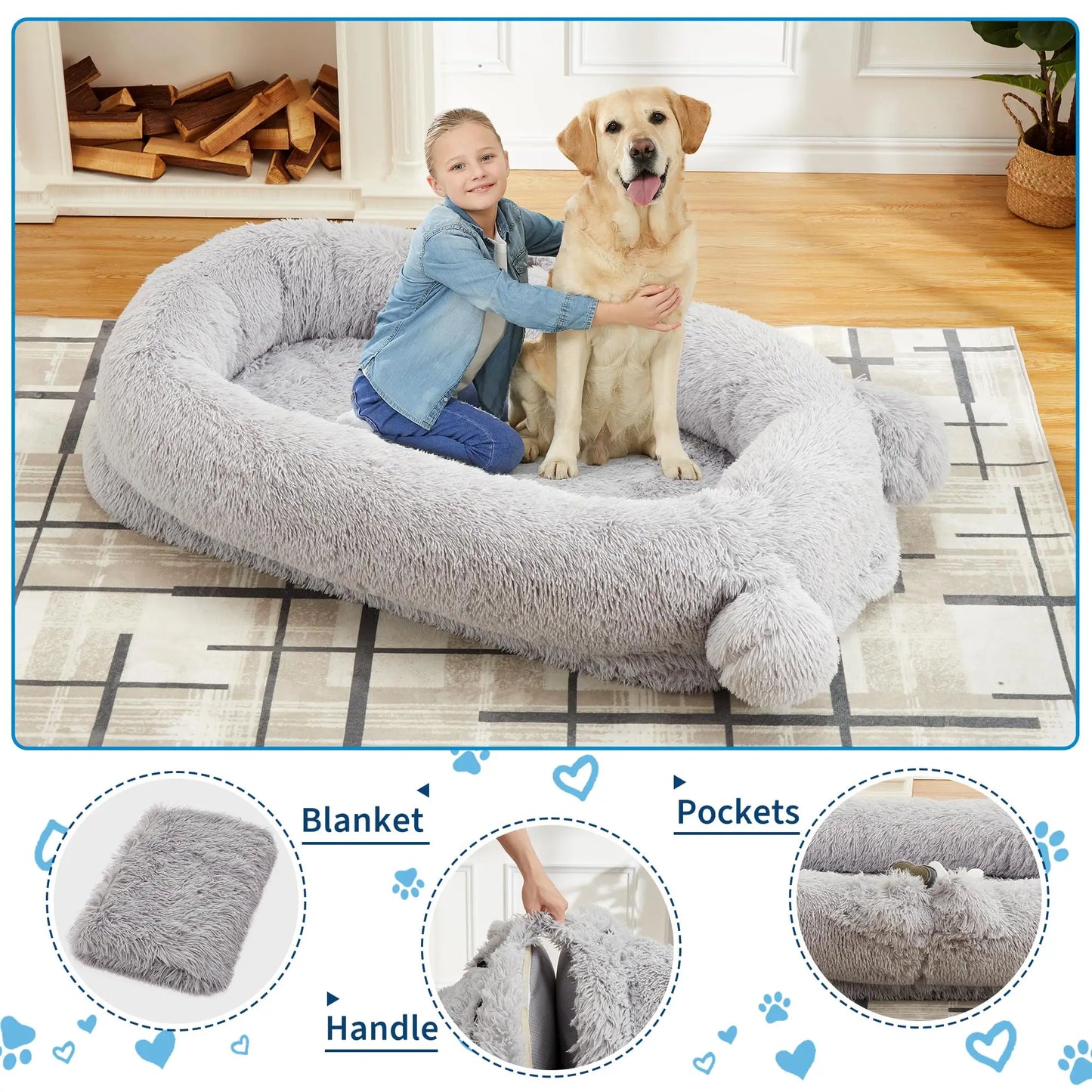 Large Human Size Dog Bed For Adults & Pets