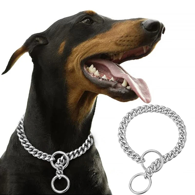 Premium Stainless Steel Dog Chain Collar & Leash Set