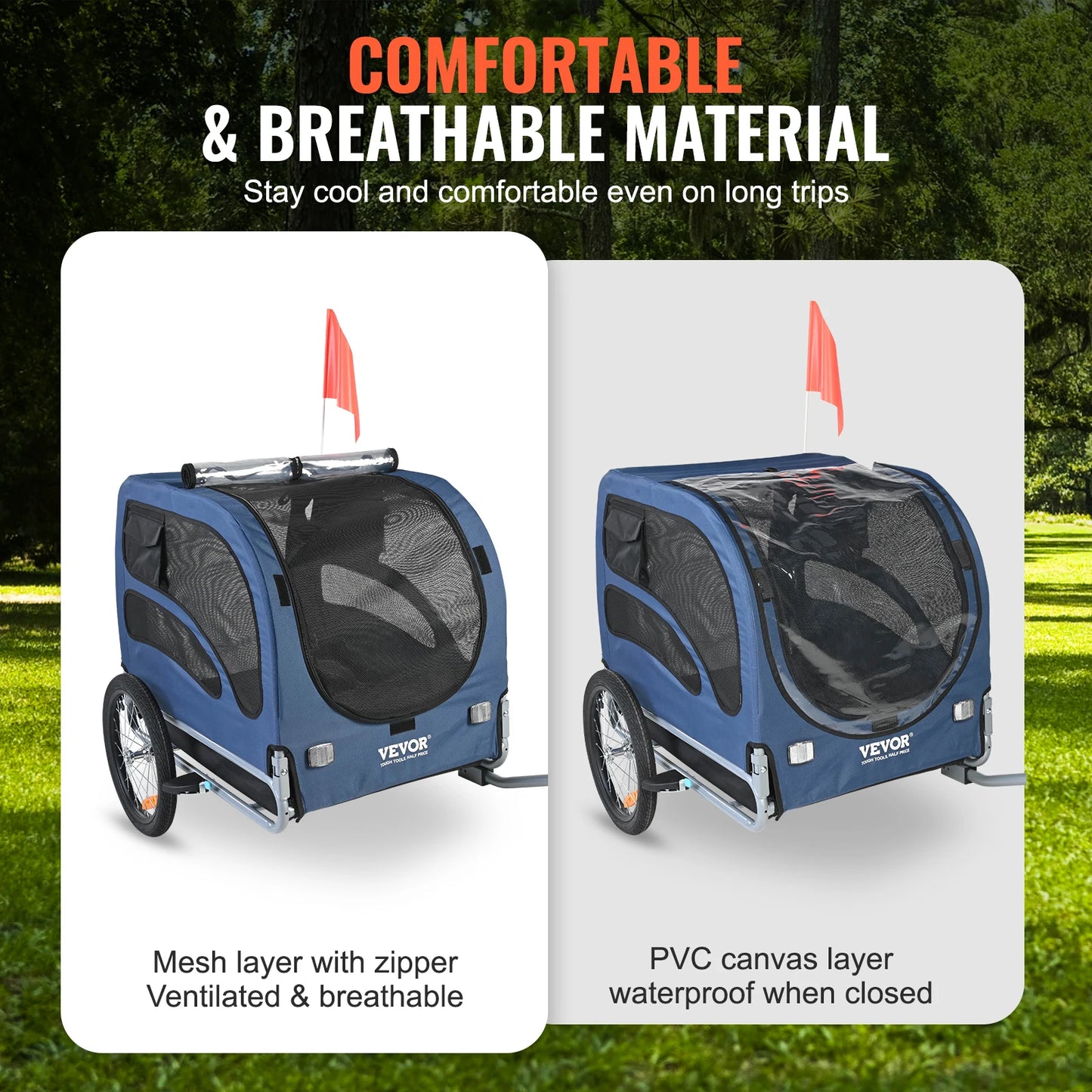 Pet Bicycle Trailer For Dogs 100 Lb Capacity Reflectors