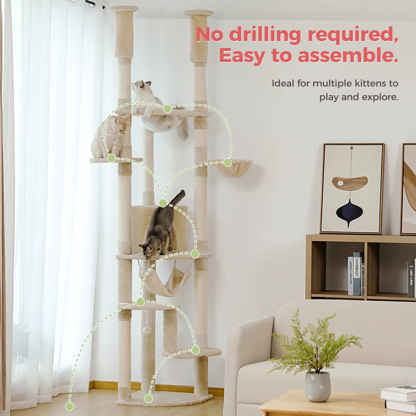 Multi-Level Tall Cat Tree for Indoor Cats