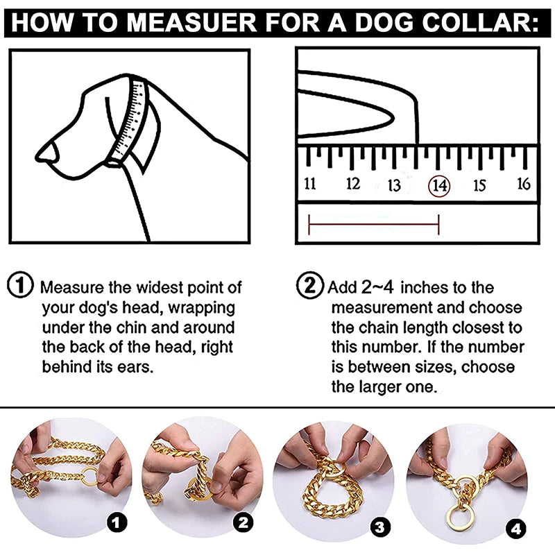 Premium Stainless Steel Dog Chain Collar & Leash Set