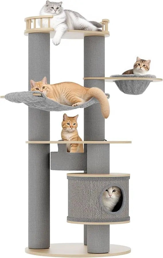 RBXC Tall Cat Tree With 5 Levels Tower Condo Hammocks