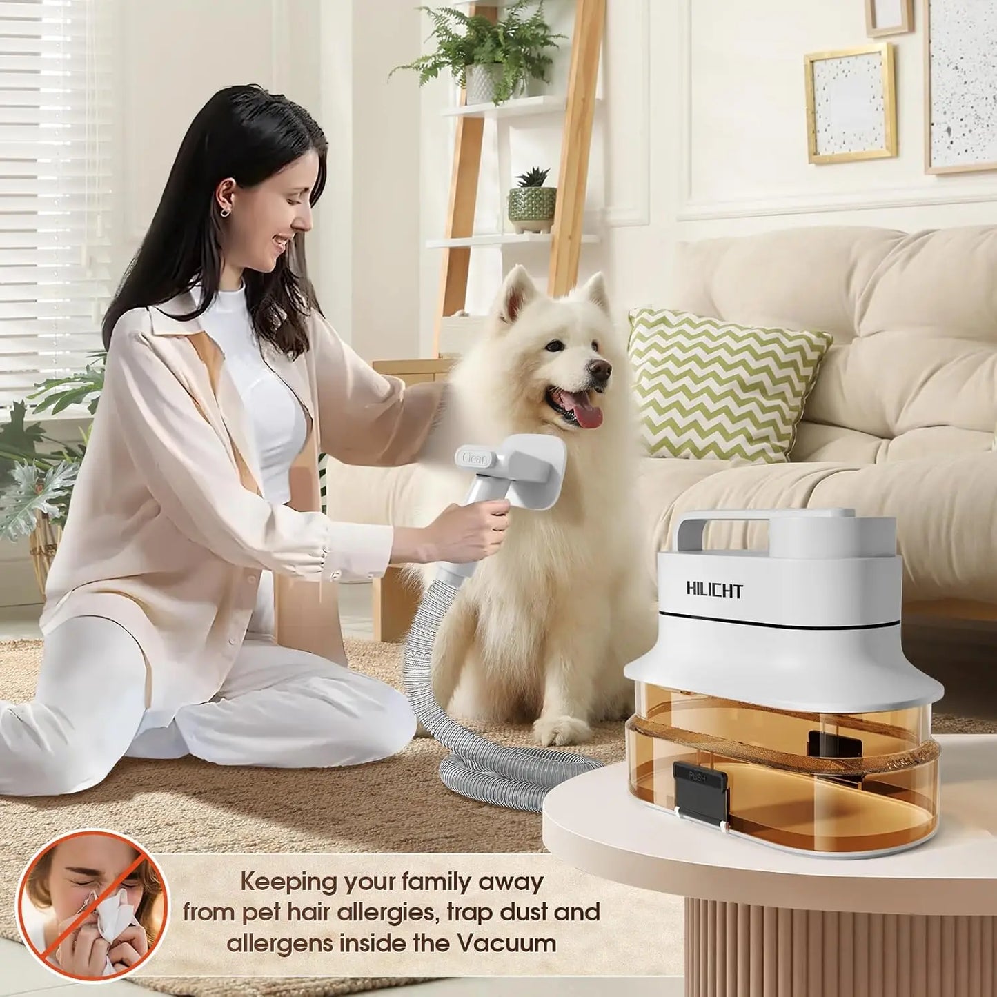 4L Dust Cup Pet Grooming Vacuum Kit